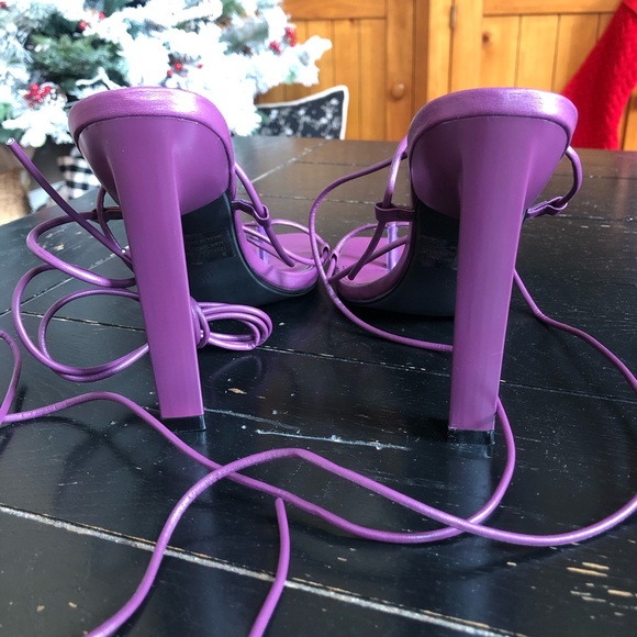 NWT | EGO Official | Lace Up Square Toe Strappy Block Heels - Picture 9 of 11